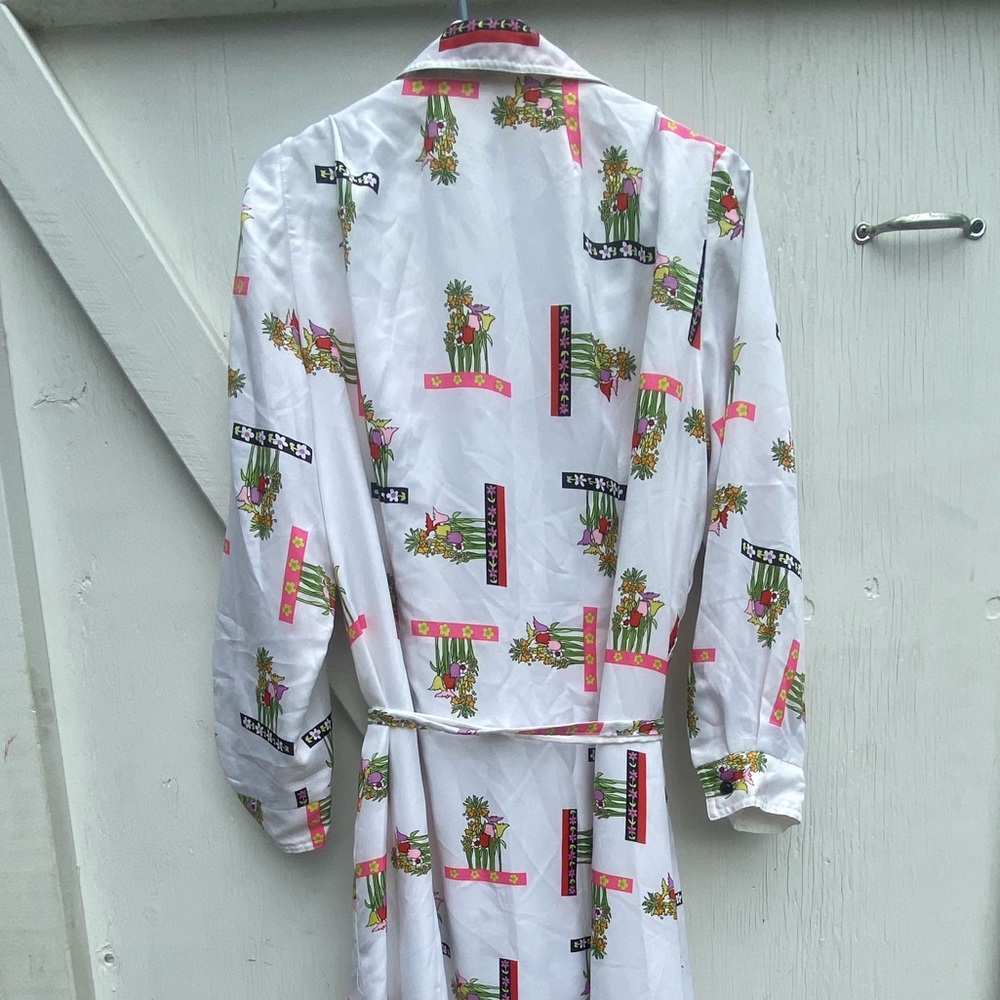 Vintage Herbert Levy designer bold print buttoned longsleeve maxi belted dress - Picture 7 of 7